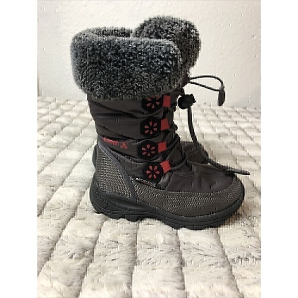 Kamik Other - Kamik Ava Kids Faux Fur Trimmed Waterproof Snow Boots SZ 8 Toddler Gray/Red,
